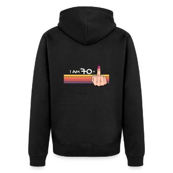 J’ai 70 ans + 1 chemise de doigt d’honneur J’ai 70 ans et plus, - Veste à capuche bio Premium Unisexe - noir - Dos - Nico (187cm)