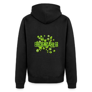 Erbsenzähler mrs Erdnuss grün fun comic - Unisex Premium Bio Zip Hoodie - Schwarz - Hinten - Nico (187cm)