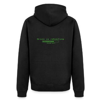 Brain is rebooting, please wait ... - Unisex Premium Bio Zip Hoodie - Schwarz - Hinten - Nico (187cm)