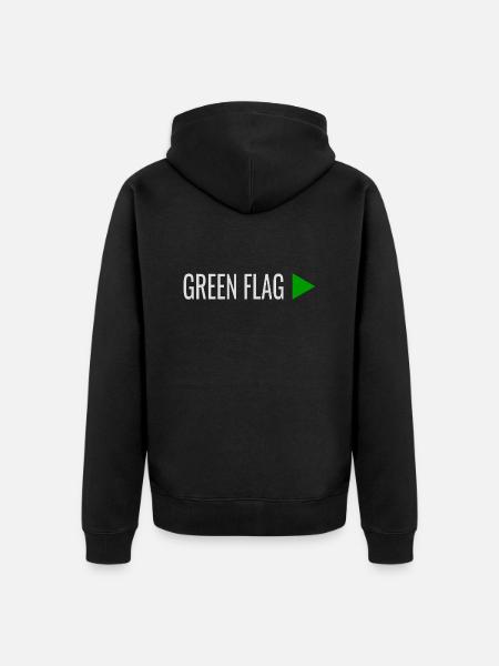 GREEN FLAG relationship signs - Unisex Premium Organic Zip Hoodie - black