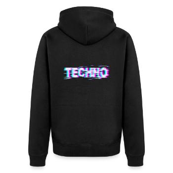 Techno Rave - Unisex Premium Bio Zip Hoodie - Schwarz - Hinten - Nico (187cm)