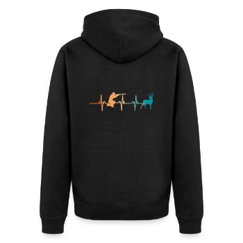 Jägers Herzschlag - Unisex Premium Bio Zip Hoodie - Schwarz - Hinten - Nico (187cm)