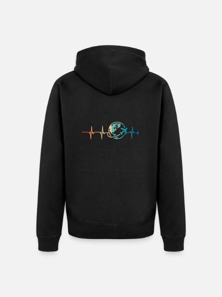 Heartbeat Journey - Unisex Premium Organic Zip Hoodie - black