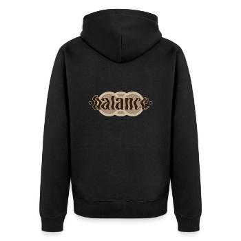 Yoga Schriftzug, Balance - Unisex Premium Bio Zip Hoodie - Schwarz - Hinten - Nico (187cm)