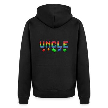 Onkel Baumeister Bausteine Blöcke Familie - Unisex Premium Bio Zip Hoodie - Schwarz - Hinten - Nico (187cm)