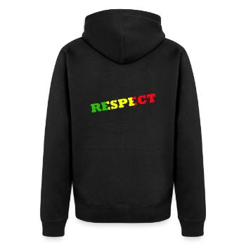 Jamaican jargon, Respect, Jamaican Colors, Rasta - Unisex Premium Organic Zip Hoodie - black - Back - Nico (187cm)