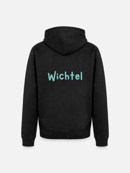 Wichtel blau - Unisex Premium Bio Zip Hoodie - Schwarz