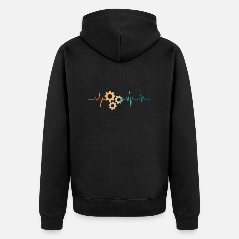 Battement de coeur rétro rouages - Veste à capuche bio Premium Unisexe - noir