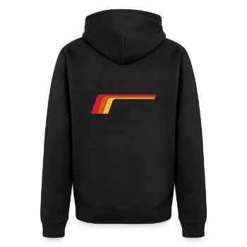 Retro Stripes - Unisex Premium Bio Zip Hoodie - Schwarz - Hinten - Nico (187cm)