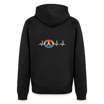 Herzschlag Schwul regenbogen gay pride - Unisex Premium Bio Zip Hoodie - Schwarz - Hinten - Nico (187cm)