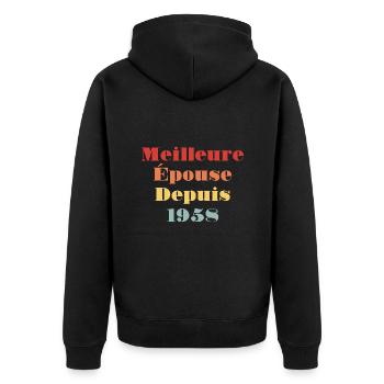Meilleure Épouse Depuis 1958 - Anniversaire de mar - Veste à capuche bio Premium Unisexe - noir - Dos - Nico (187cm)
