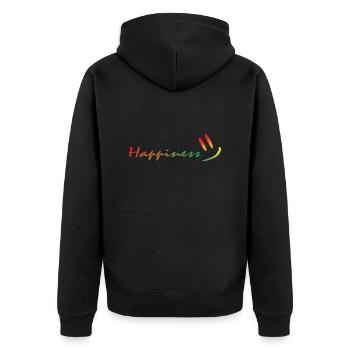 Happiness - Unisex Premium Bio Zip Hoodie - Schwarz - Hinten - Nico (187cm)