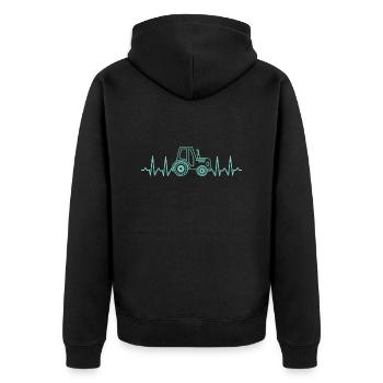 Humor Traktor Geschenk Mann Frau Bauer - Unisex Premium Bio Zip Hoodie - Schwarz - Hinten - Nico (187cm)