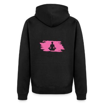 Yoga - Unisex Premium Bio Zip Hoodie - Schwarz - Hinten - Nico (187cm)