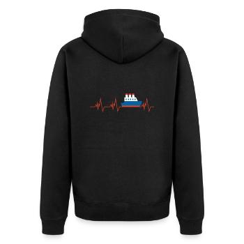 Schiff Boot Herzschlag - Unisex Premium Bio Zip Hoodie - Schwarz - Hinten - Nico (187cm)