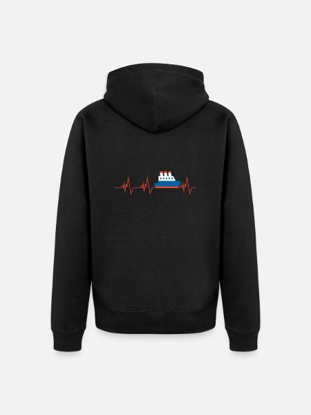 Schiff Boot Herzschlag - Unisex Premium Bio Zip Hoodie - Schwarz