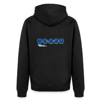 Der Elefant - Drehung - Unisex Premium Bio Zip Hoodie - Schwarz - Hinten - Nico (187cm)