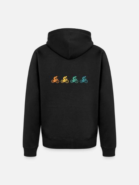 Fahrrad Retro Bike Bunte Fahrräder - Unisex Premium Bio Zip Hoodie - Schwarz