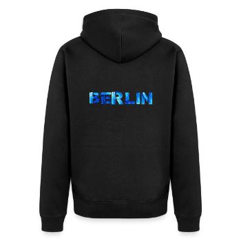 Berlin Vibes: City in Lettering - Unisex Premium Organic Zip Hoodie - black - Back - Nico (187cm)