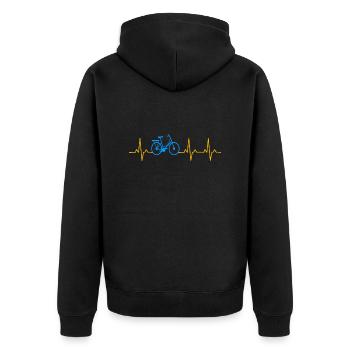 Fahrrad Herzschlag Bike - Unisex Premium Bio Zip Hoodie - Schwarz - Hinten - Nico (187cm)