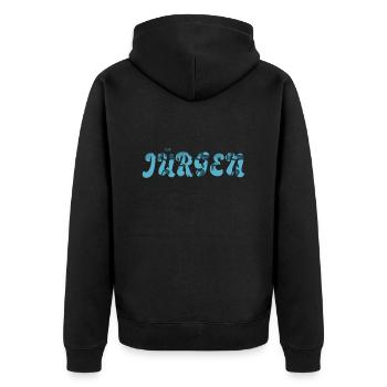 Jürgen - Unisex Premium Bio Zip Hoodie - Schwarz - Hinten - Nico (187cm)