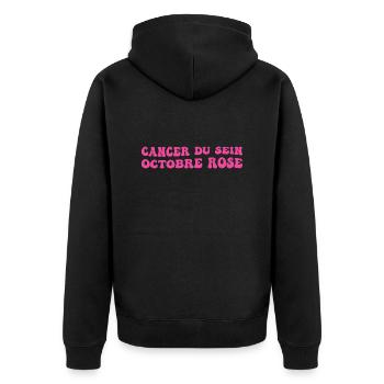 Cancer du Sein octobre rose - Veste à capuche bio Premium Unisexe - noir - Dos - Nico (187cm)