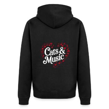 Katzen und Musik Musiknoten und Notenlinien - Unisex Premium Bio Zip Hoodie - Schwarz - Hinten - Nico (187cm)