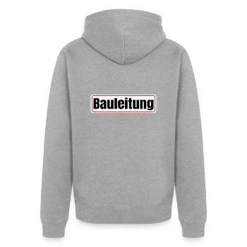 Bauleitung - Unisex Premium Bio Zip Hoodie - Grau meliert - Hinten - Nico (187cm)
