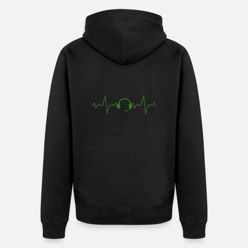 Heartbeat Headset Gaming Pulse - Unisex Premium Organic Zip Hoodie - black
