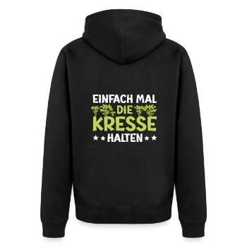 Einfach Mal die Kresse Halten Gartenlust Gärtner - Unisex Premium Bio Zip Hoodie - Schwarz - Hinten - Nico (187cm)