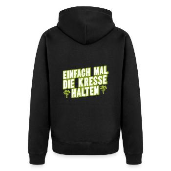 Einfach Mal die Kresse Halten Gartenlust Gärtner - Unisex Premium Bio Zip Hoodie - Schwarz - Hinten - Nico (187cm)