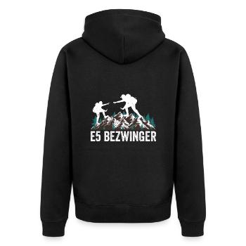 Alpenüberquerung Oberstdorf Meran E5 Fernwanderweg - Unisex Premium Bio Zip Hoodie - Schwarz - Hinten - Nico (187cm)