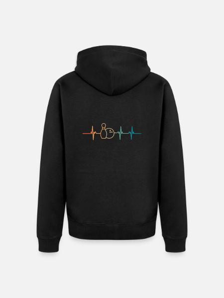 Heartbeat Bowling - Unisex Premium Organic Zip Hoodie - black
