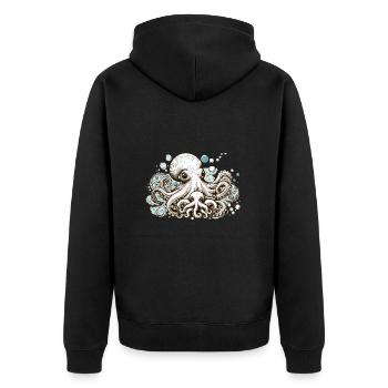 Embrace of the Seas - Unisex Premium Bio Zip Hoodie - Schwarz - Hinten - Nico (187cm)