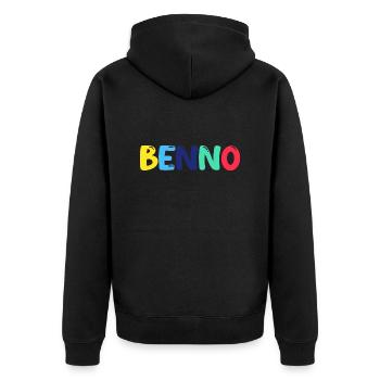 Name - Benno - Unisex Premium Organic Zip Hoodie - black - Back - Nico (187cm)