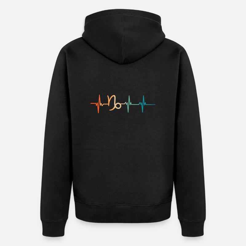 Herzschlag Steinbock Sternzeichen - Unisex Premium Bio Zip Hoodie - Schwarz