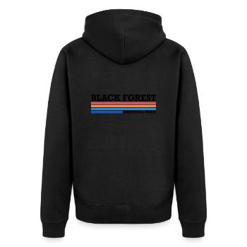 Schwarzwald Retro Wald Natur - Unisex Premium Bio Zip Hoodie - Schwarz - Hinten - Nico (187cm)