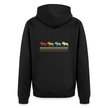 Retro Elch Liebhaber Lustiger Elch Vintage - Unisex Premium Bio Zip Hoodie - Schwarz - Hinten - Nico (187cm)
