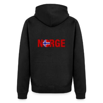 Norwegen Flagge Norge - Unisex Premium Bio Zip Hoodie - Schwarz - Hinten - Nico (187cm)