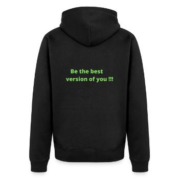 Be the best version of you - Unisex Premium Organic Zip Hoodie - black - Back - Nico (187cm)