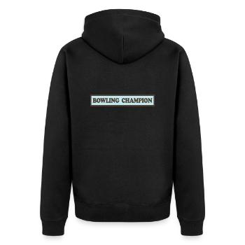 Bowling - Unisex Premium Bio Zip Hoodie - Schwarz - Hinten - Nico (187cm)