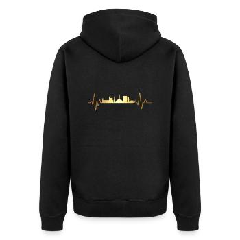 Herzschlag Marokko - Unisex Premium Bio Zip Hoodie - Schwarz - Hinten - Nico (187cm)