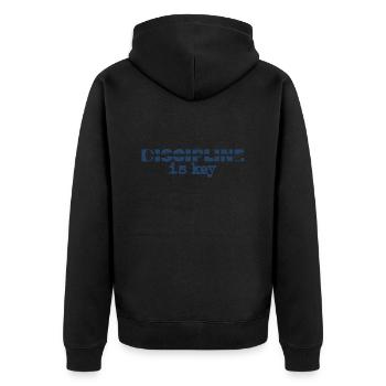 La discipline est la clé - Veste à capuche bio Premium Unisexe - noir - Dos - Nico (187cm)