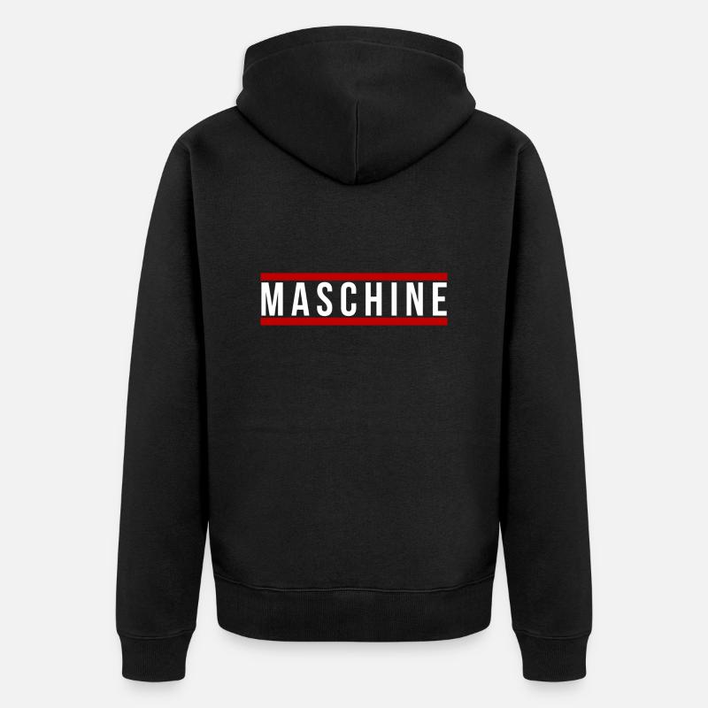 Maschine front - Unisex Premium Bio Zip Hoodie - Schwarz