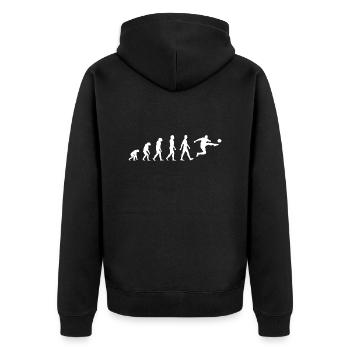 Fußballer Fußball Fußballspieler Evolution - Unisex Premium Bio Zip Hoodie - Schwarz - Hinten - Nico (187cm)
