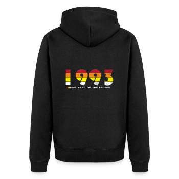Jahrgang 1993 - Das Jahr der Legende - Retro 31 - Unisex Premium Bio Zip Hoodie - Schwarz - Hinten - Nico (187cm)