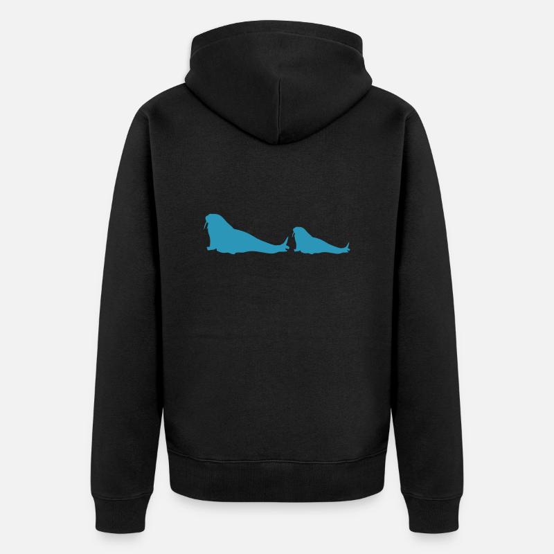 walross 2 - Unisex Premium Bio Zip Hoodie - Schwarz