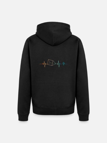 Retro Heartbeat Prisma - Premium unisex luomu-huppari vetoketjulla - musta