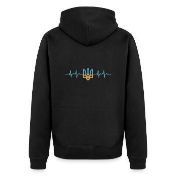 Herzschlag Ukraine Frieden Peace - Unisex Premium Bio Zip Hoodie - Schwarz - Hinten - Nico (187cm)