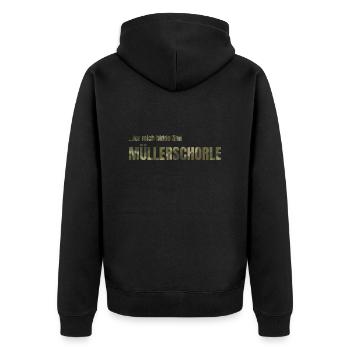 MÜLLERSCHORLE - Unisex Premium Bio Zip Hoodie - Schwarz - Hinten - Nico (187cm)